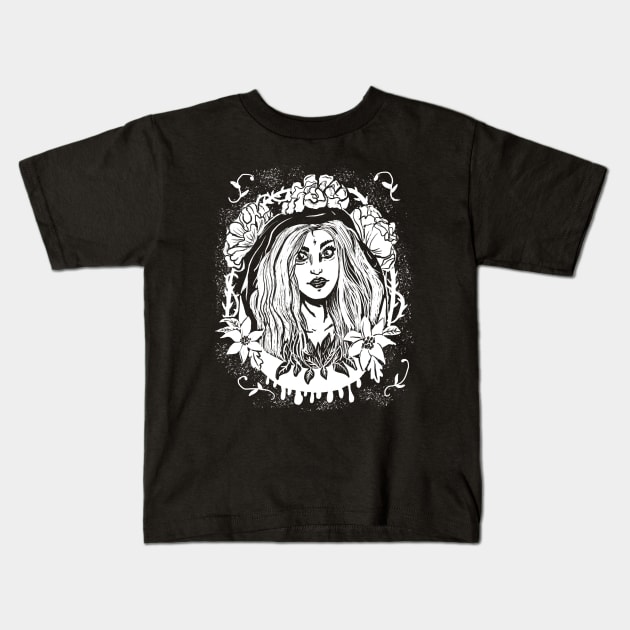 Moon Maiden Druidess Gothic Forest Witch Kids T-Shirt by LunaElizabeth